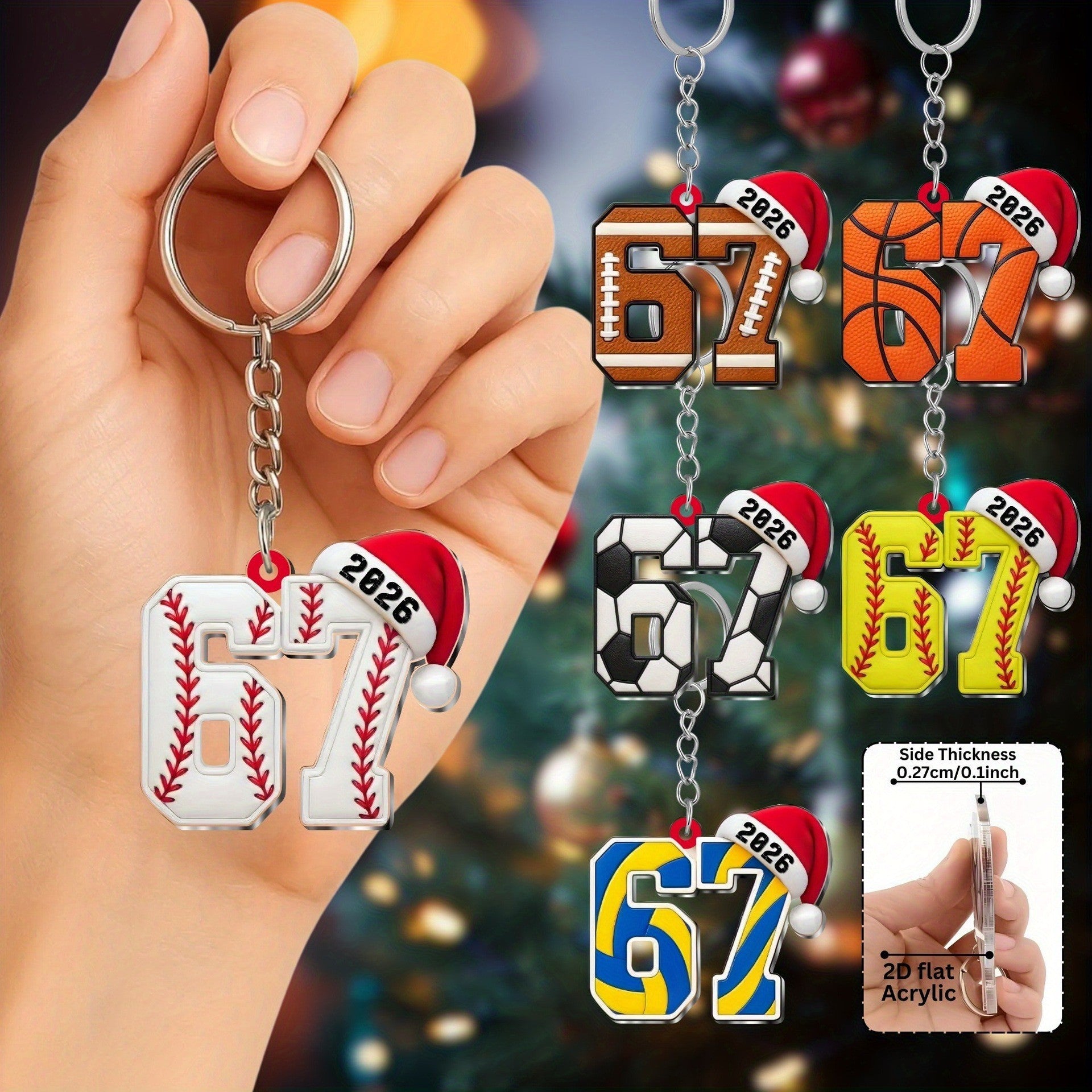 Wholesale  Ball 67 Pendant Acrylic 2D Plane Christmas  Pendant Acrylic Keychain