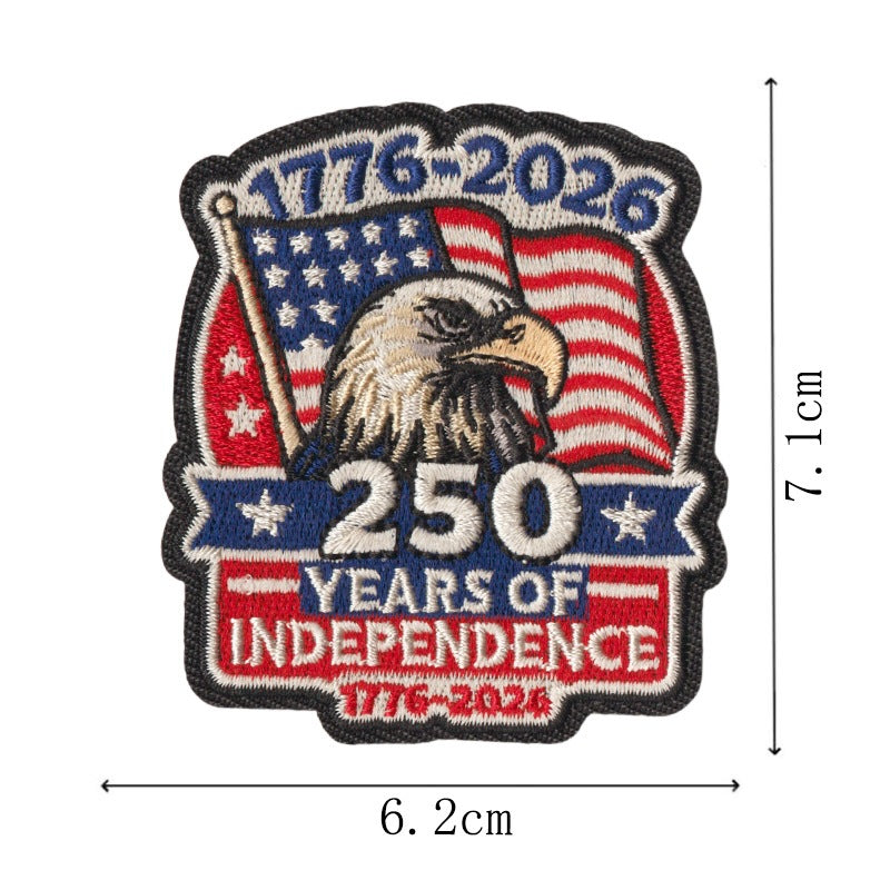 Wholesale Polyester Cotton Iron On Embroidered Patch Set Patriotic USA Eagle Flag Heart Design DIY Fashion Accessory For Coat Decor