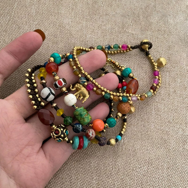 Wholesale Pendant Colorful Beads Braided Rope Bracelet