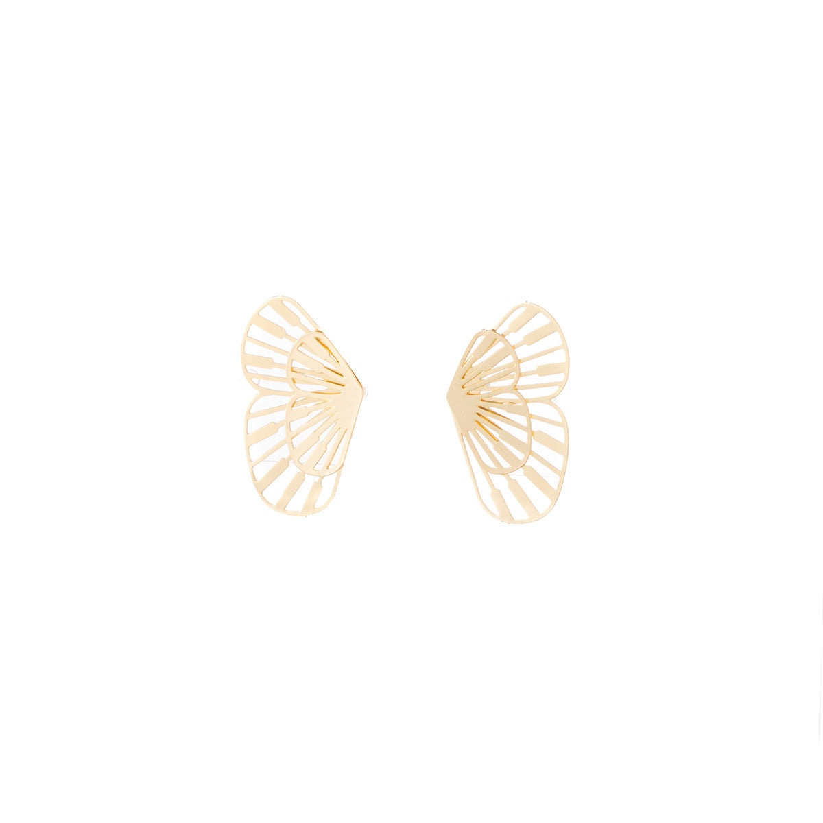 Wholesale Silver Needle Metal Style Hollow Fan Shape Butterfly Earrings