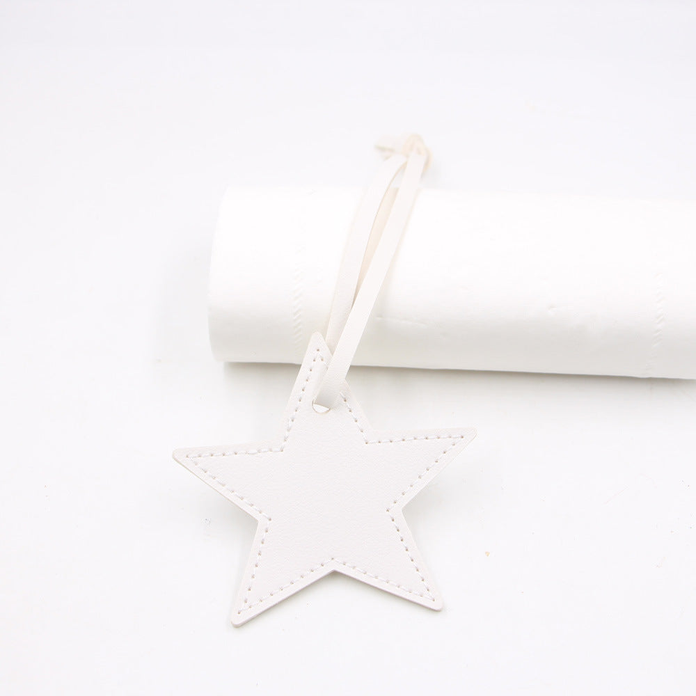 Wholesale Black PU Leather Star Bag Charm Five Point Star Pendant Lanyard Everyday Decorative Accessory For Handbags Boutique Resale