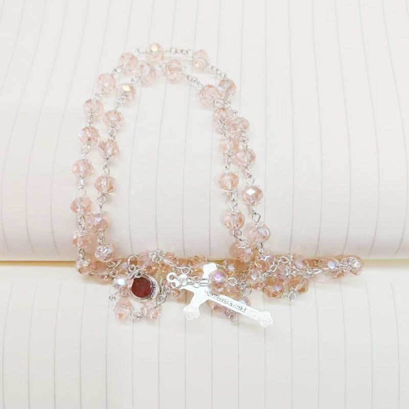 Wholesale 5pcs/pack Crystal Torus Cross Rosary Necklace