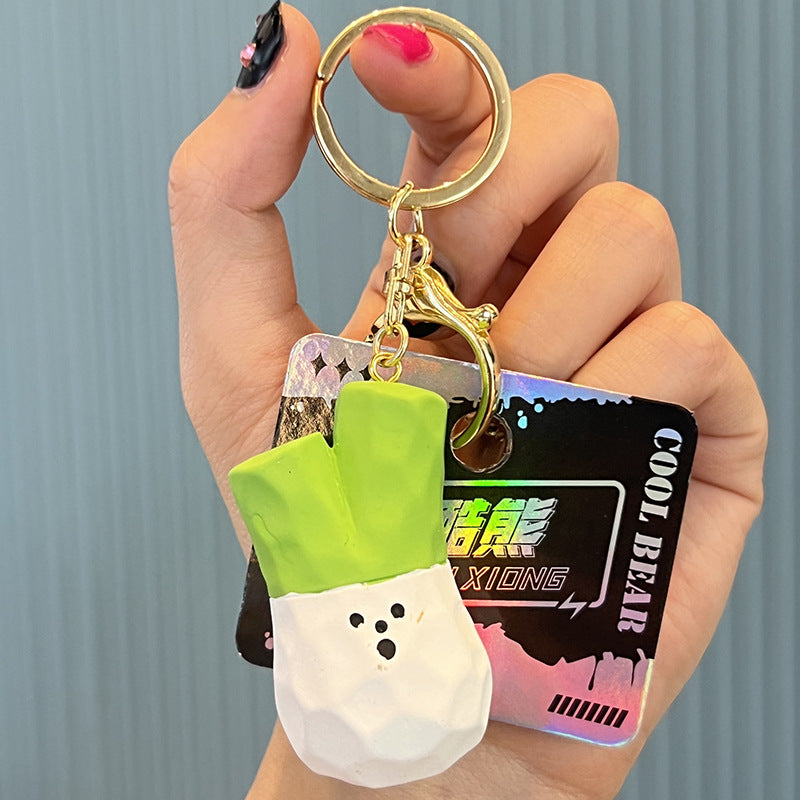 Wholesale pendant green onion creative resin keychain