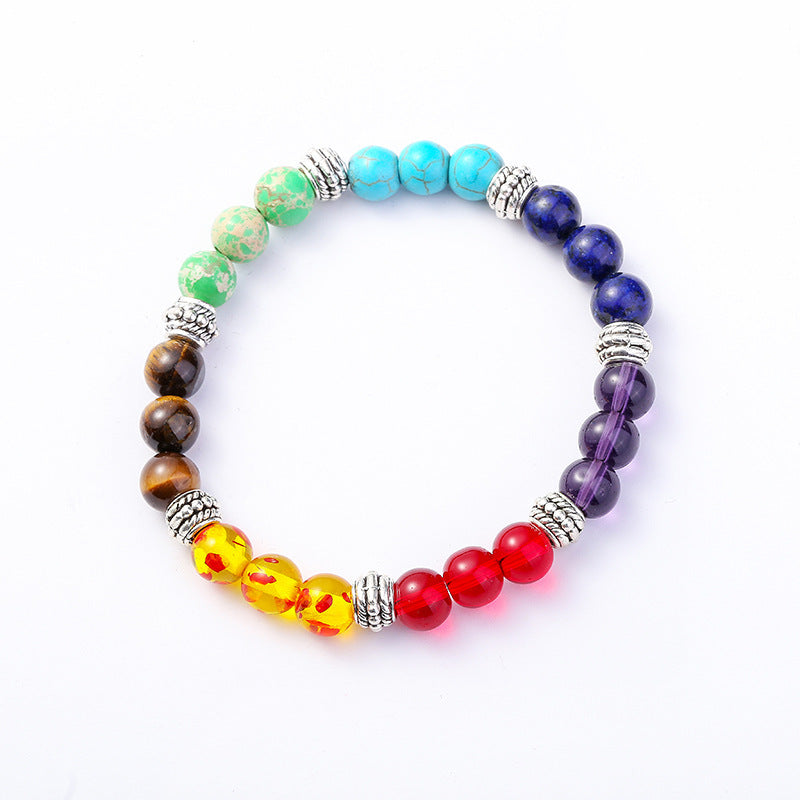 Wholesale Yoga Natural Stone Handmade Beaded Men's Colorful Bracelet