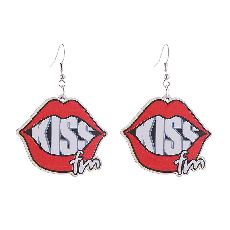 Wholesale Valentine's Day Pink Series Love Hot Air Balloon Dwarf Wooden Earrings