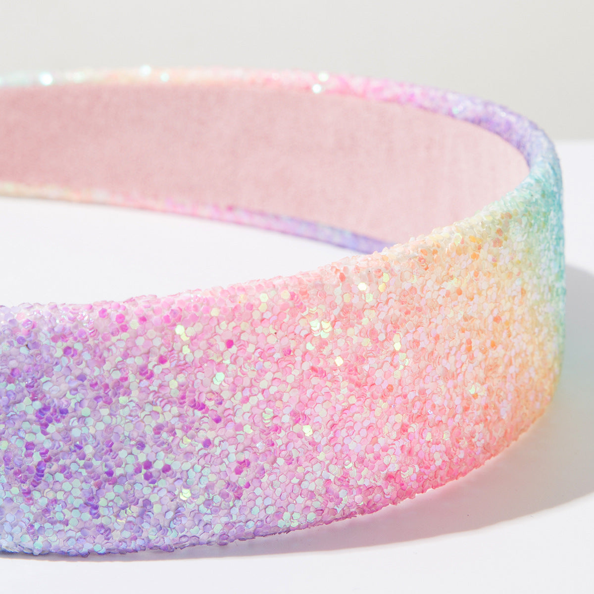 Wholesale New Elegant Simple Rainbow Sequins Hair Hoop Women's High-end Fashion Gradient All-match Super Flash Headband Hair Accessories