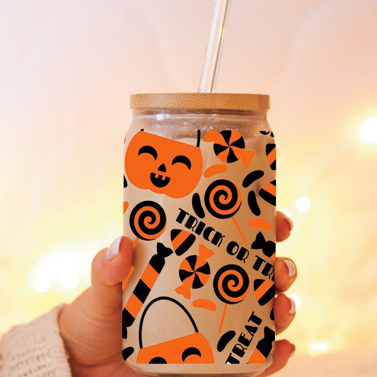 Wholesale Skeleton Bat Halloween 16oz Cup UV DTF Wraps