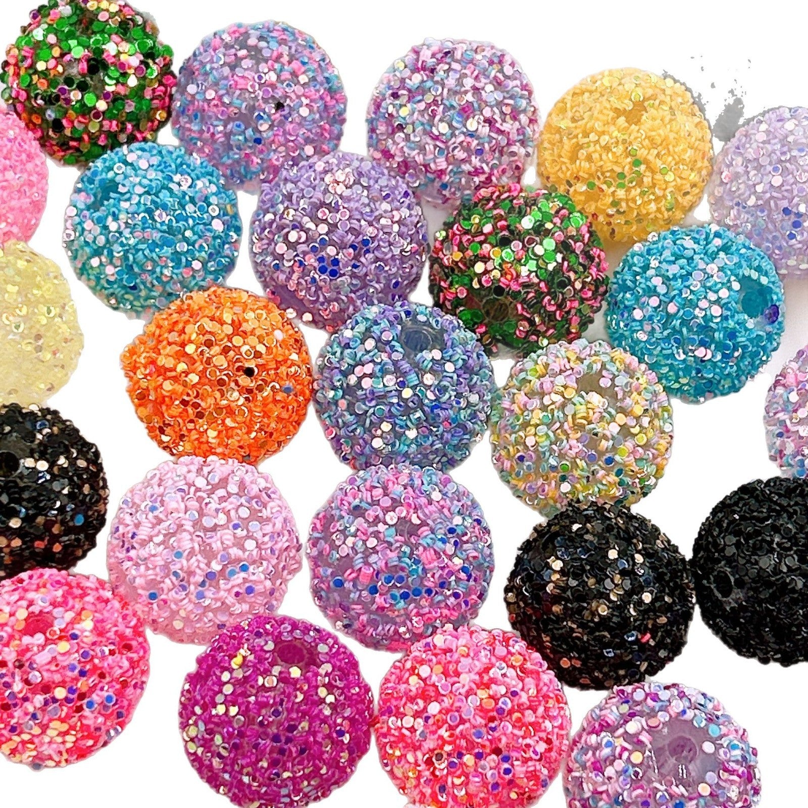 Wholesale Random 100pcs Acrylic iridescent sequined through-hole beads