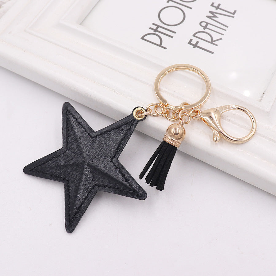 Wholesale Leather Tassel Pentagram Keychain