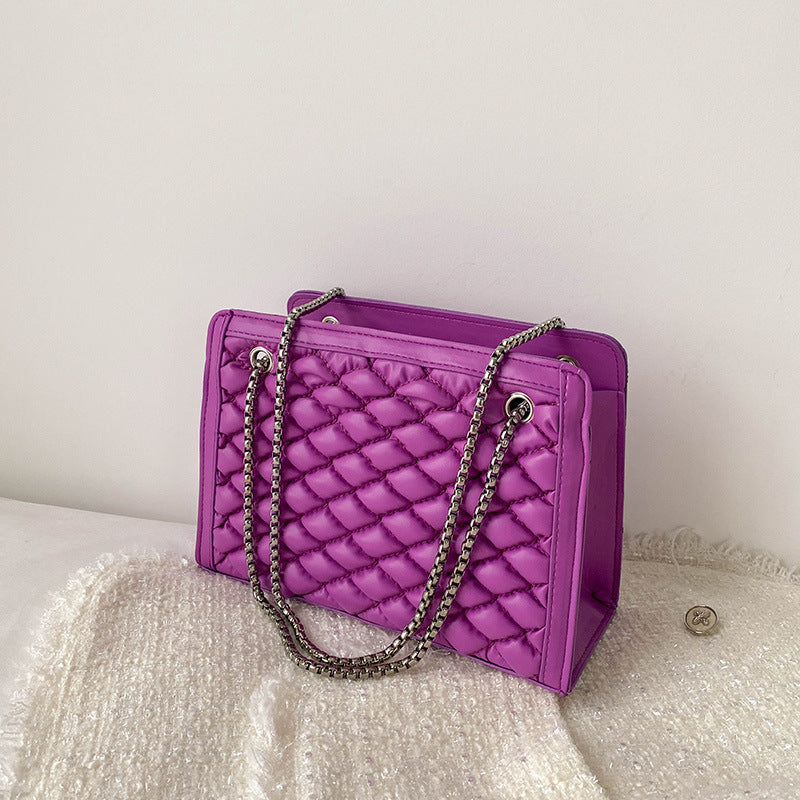 Wholesale Elastic Embroidered Diamond Chain Large Capacity Shoulder Crossbody Square Bag