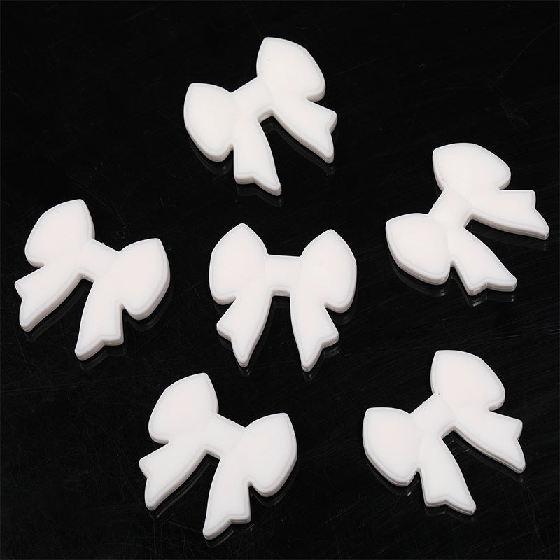 Wholesale 20pcs Bow Silicone Beads Fashionable Simple Rubber Beads