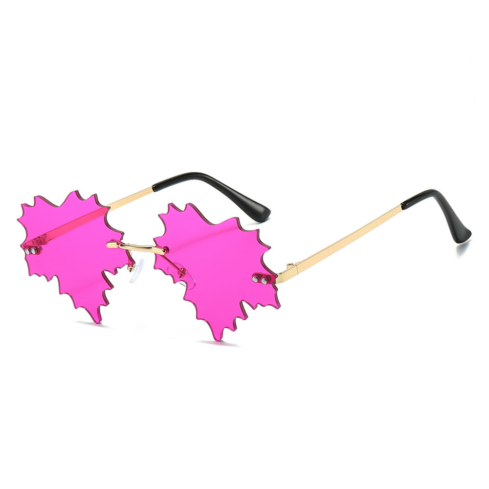 Wholesale Frameless Plant Maple Leaf Shape Fashion Sunglasses