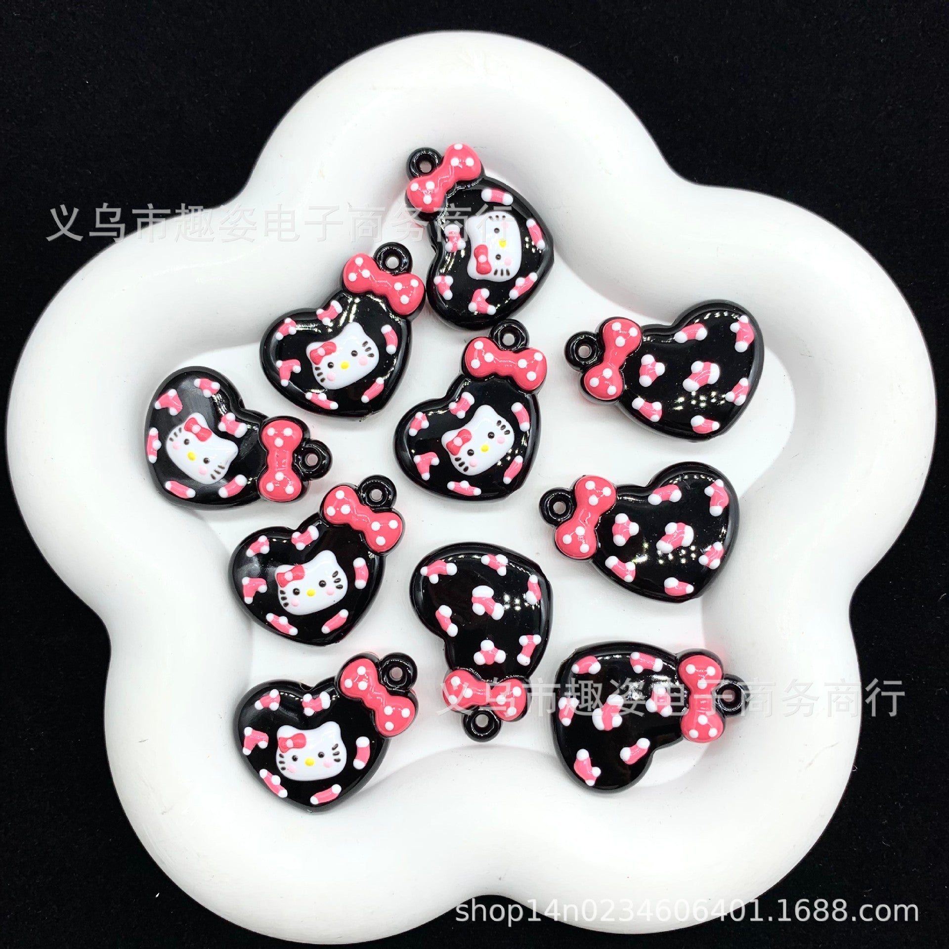 Wholesale 10pcs Colorful cartoon heart Acrylic Beads