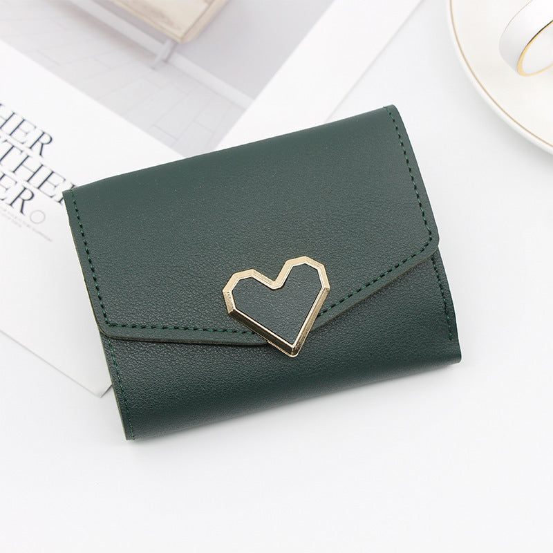 Wholesale Leather Women's Short Heart-shaped Wallet