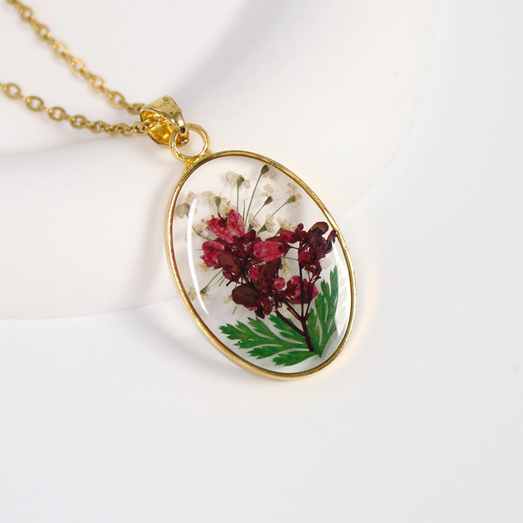 Wholesale 6pcs Original Resin Dried Flower Dripping Glue Necklace
