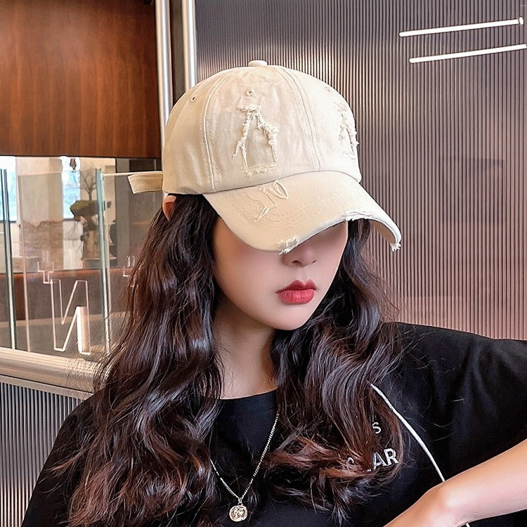 Wholesale Distressed Hole Solid Color Hip Hop Baseball Cap