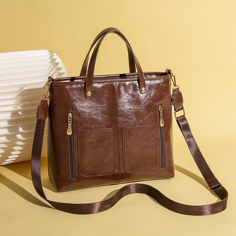 Wholesale Large capacity vintage women' s tote bag shoulder bag