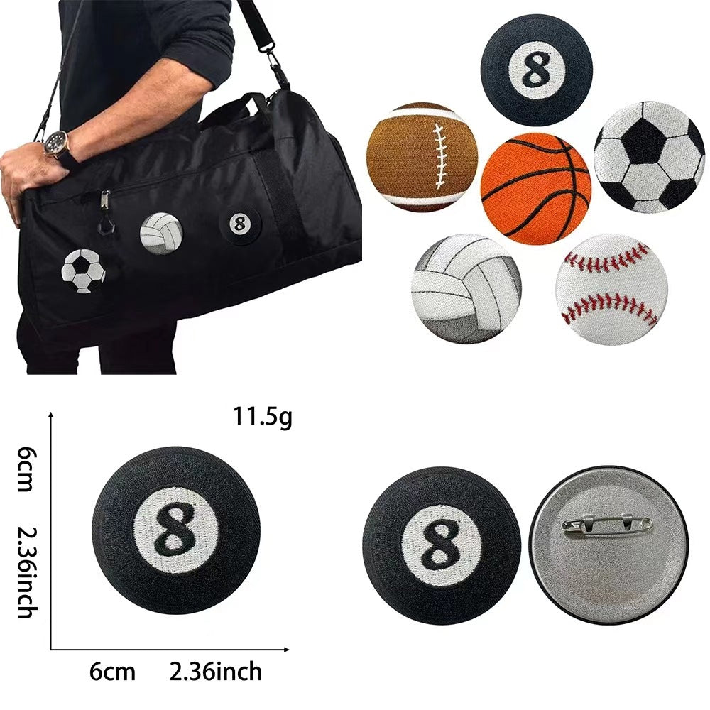 Wholesale 6 Styles Sports Ball Embroidered Tinplate Brooch Pins Fan Favorite Design For Shoes Hats Bags Jewelry Accessory