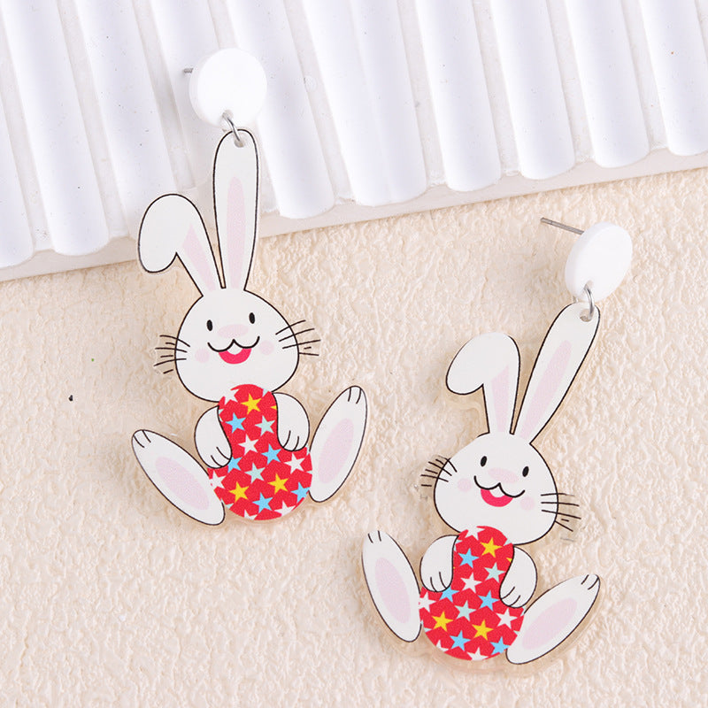 Wholesale Easter Rabbit Radish Chicken Acrylic Printed Earrings