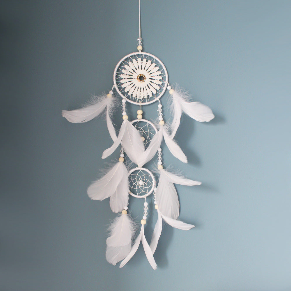 Wholesale White and Black Minimalist Feather Dream Catcher Decorations