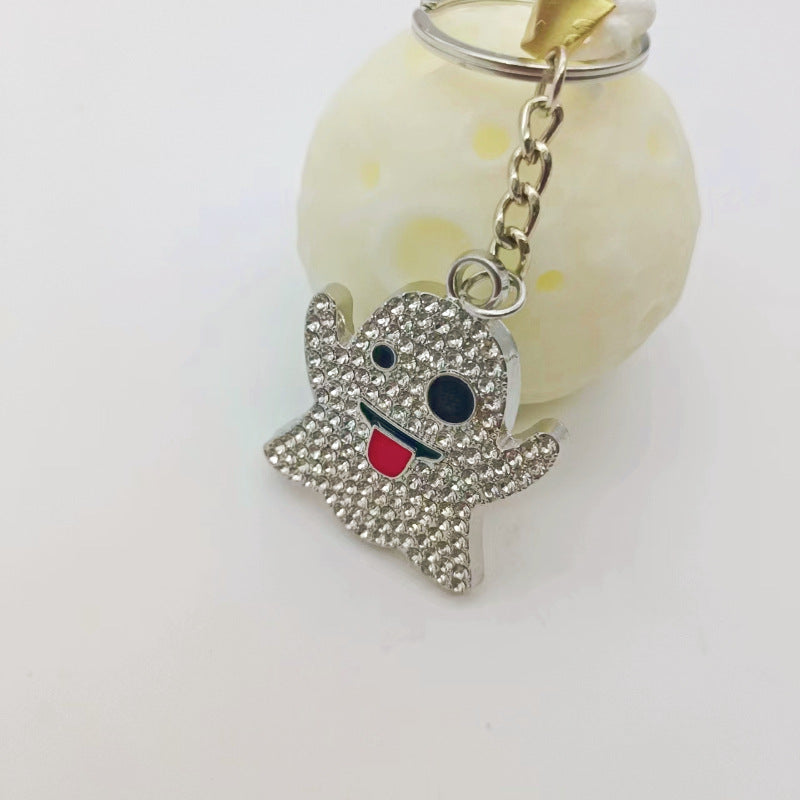 Aleación al por mayor Lengua fantasma pegado ojos de hip-hop de hip-hop con llavero de diamantes