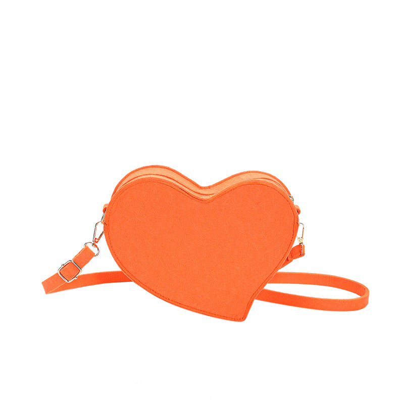 Wholesale Simple Solid Color Heart Shape PU Shoulder Messenger Bag