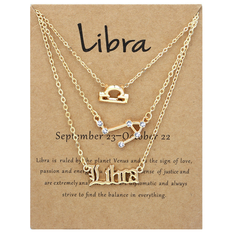 Wholesale Multi-layered Twelve Zodiac Signs Stainless Steel Necklace Set