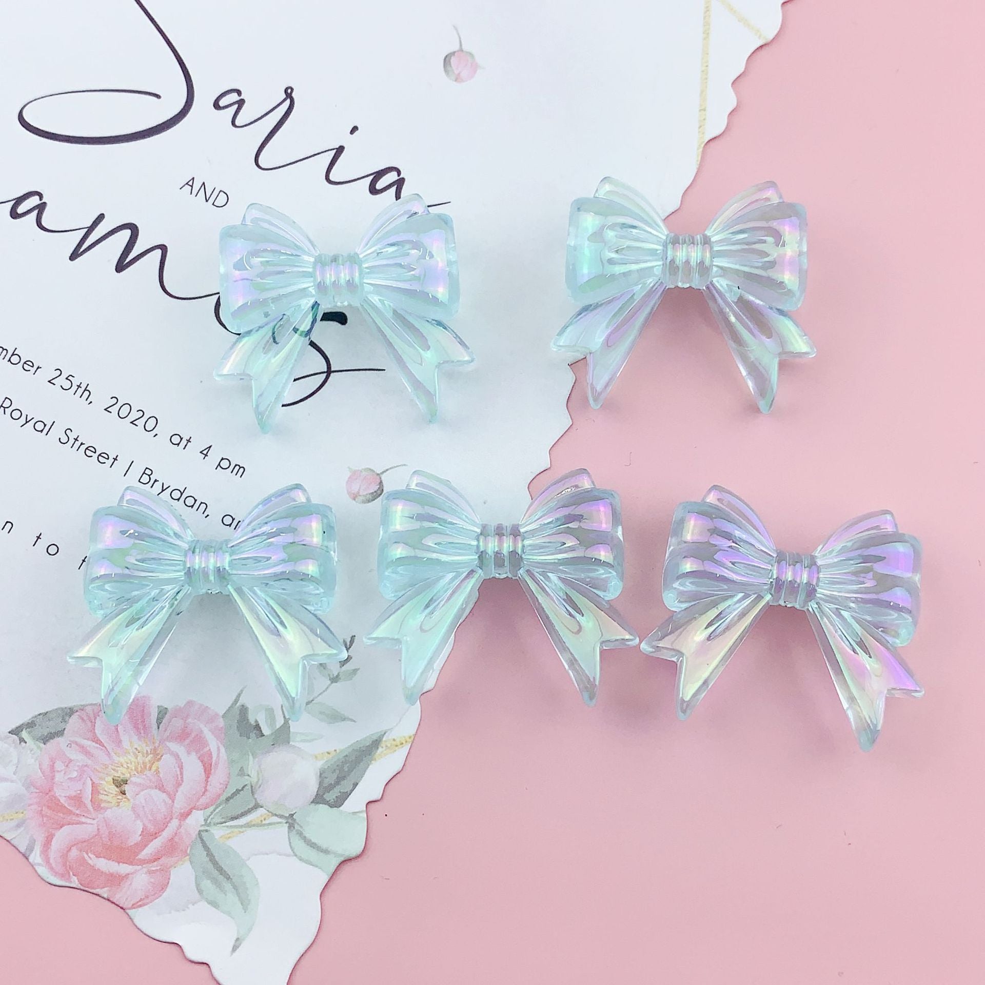 Wholesale 10pcs Colored jelly colored butterfly bow acrylic beads