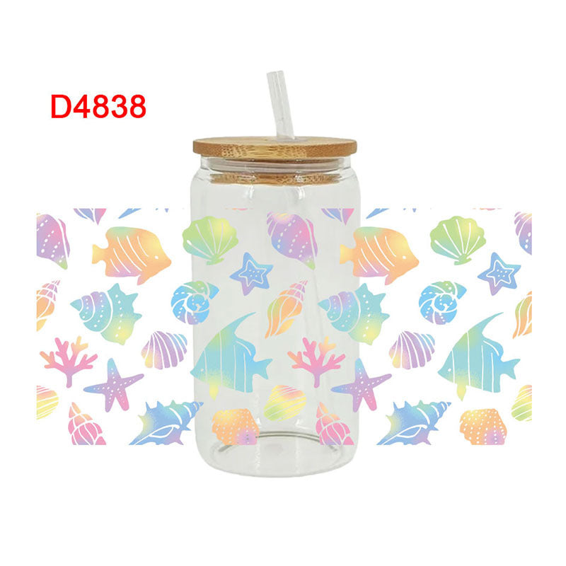 Wholesale Blue Ocean Series  16oz Cup UV DTF Wraps