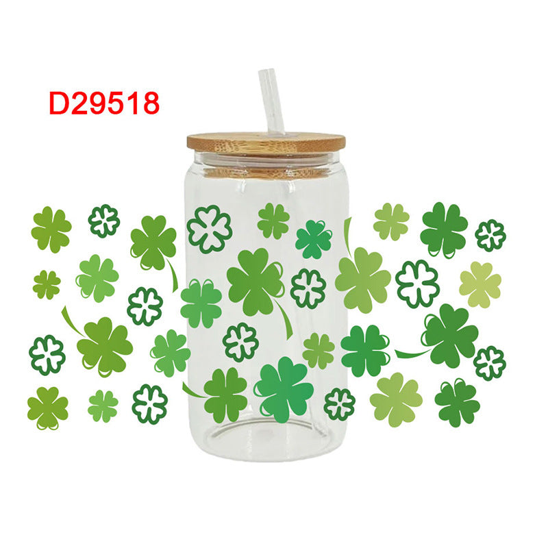 Wholesale Green Clover St. Patrick's Day 16oz Cup UV DTF Wraps