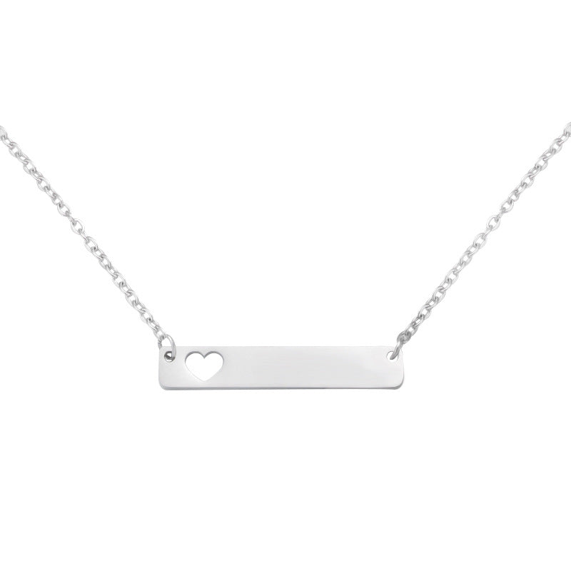 Wholesale Valentine's Day Stainless Steel Rectangular Hollow Heart Necklaces