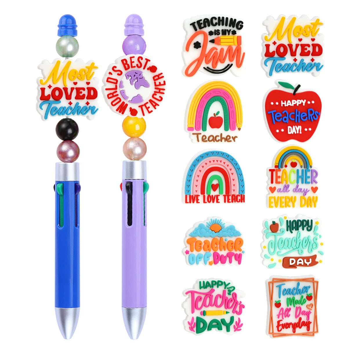 Wholesale   Random 100pcs/pack  Teacher Series Cartoon Soft Rubber Beads