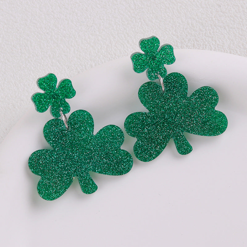 Wholesale  St.  Patrick' s Day Beer Festival  Vintage Clover  Acrylic Earrings