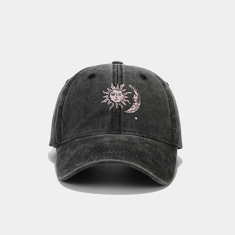Wholesale Cotton Sun Moon Pattern Soft Top Baseball Cap