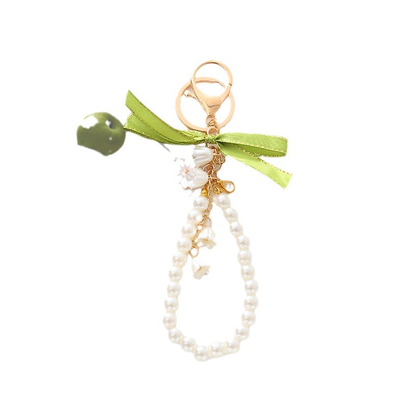 Wholesale Green Ribbon Lily of The Valley Flower Keychain