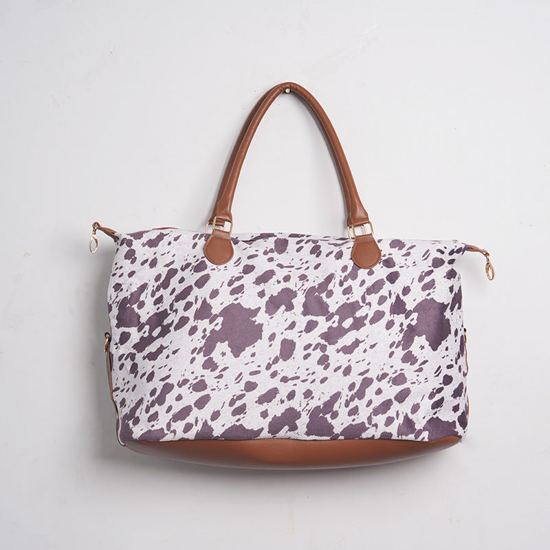 Wholesale PU Aztec Ethnic Style Portable Crossbody Bag with Cow Pattern Large Capacity Travel Bag