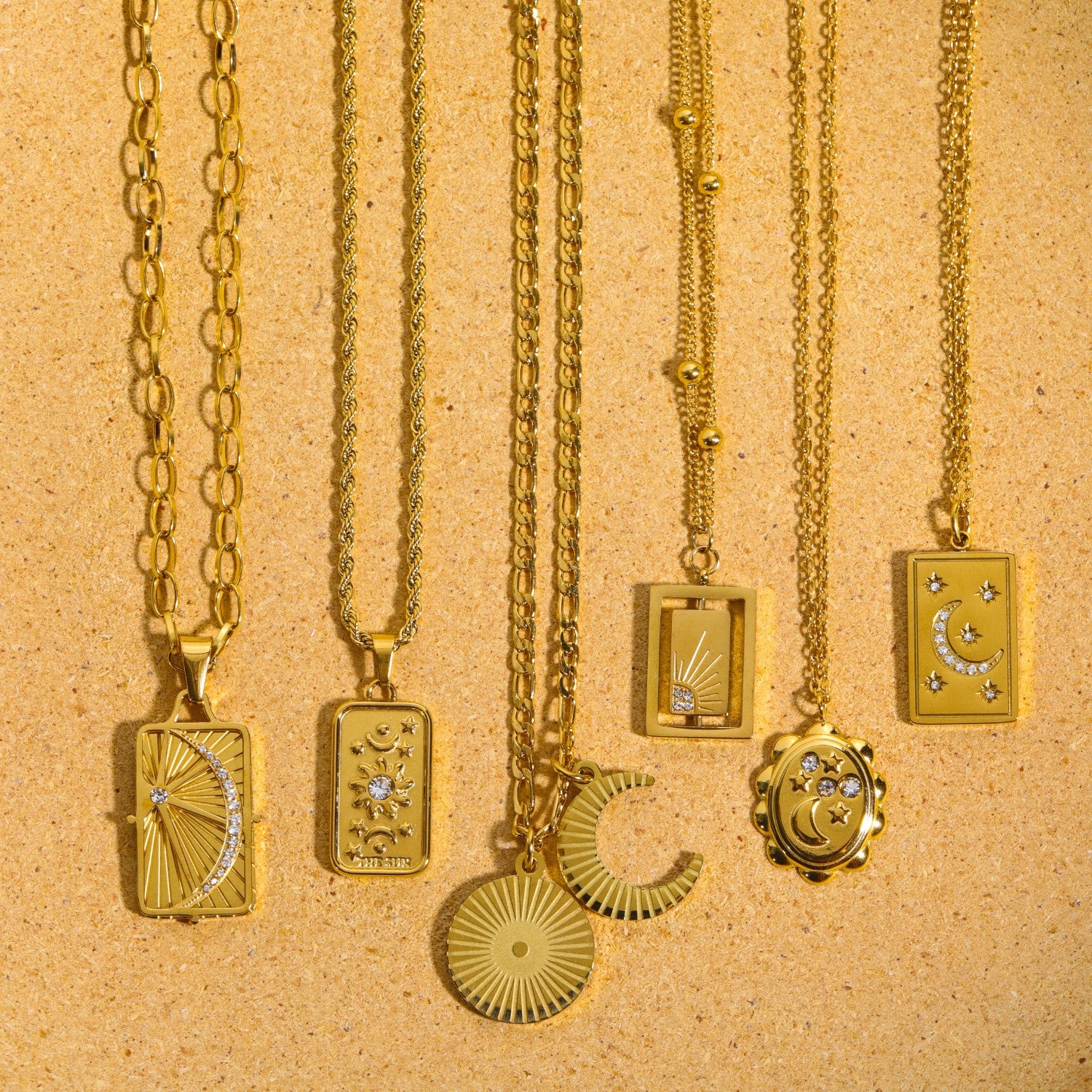 Wholesale Stainless Steel Electroplated 18K Gold Moon Zircon Necklace