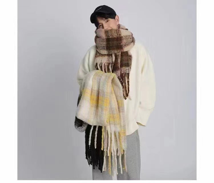 Wholesale Autumn and Winter Thickened Warm Contrasting British Plaid Scarf