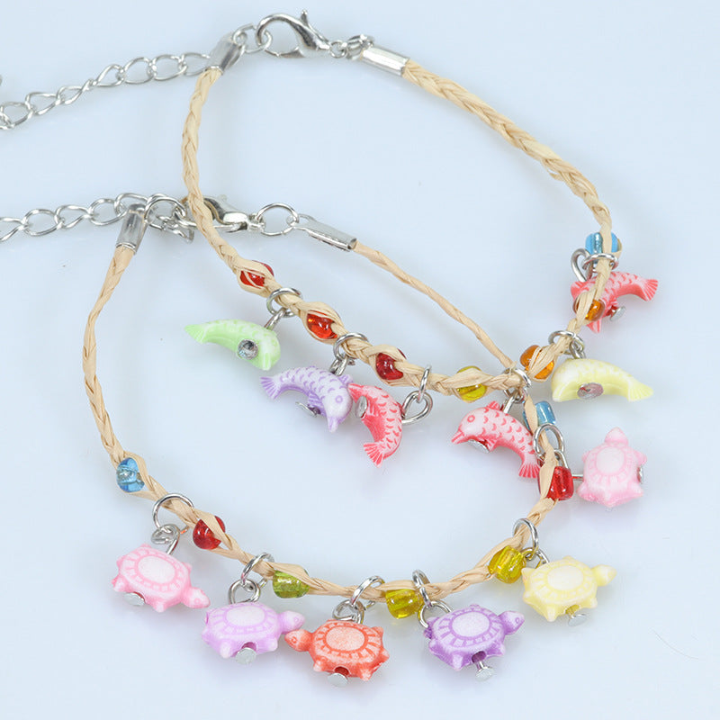 Pulsera de colores de macarrón trenzado de colección de océano al por mayor