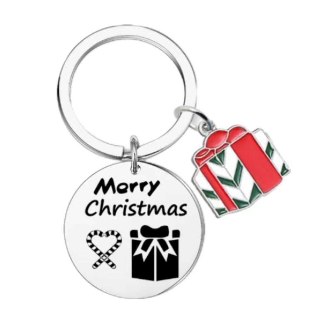 Wholesale Christmas Cute Cartoon Colorful Bell Stainless Steel Keychain