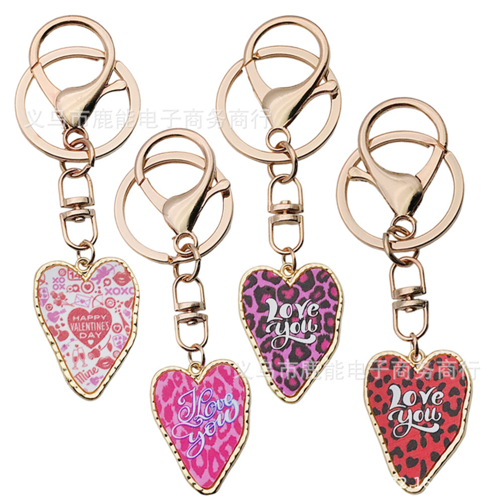 Wholesale printing English love alloycharacter keychains