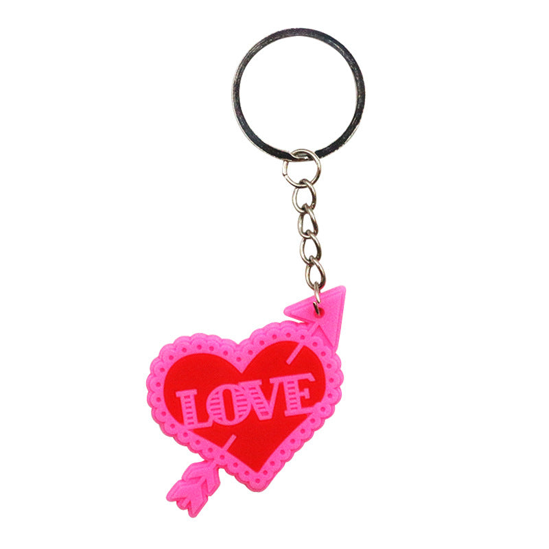 Wholesale 20pcs New PVC Love Heart Valentine's Day Keychain