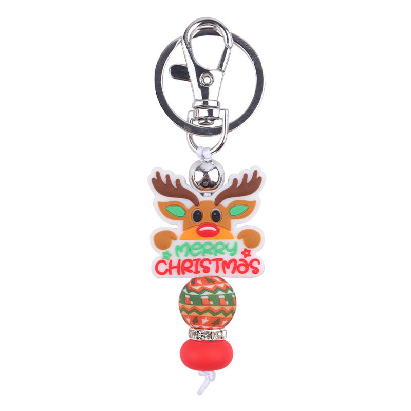 Wholesale Christmas Series Silicone Beaded Keychain
