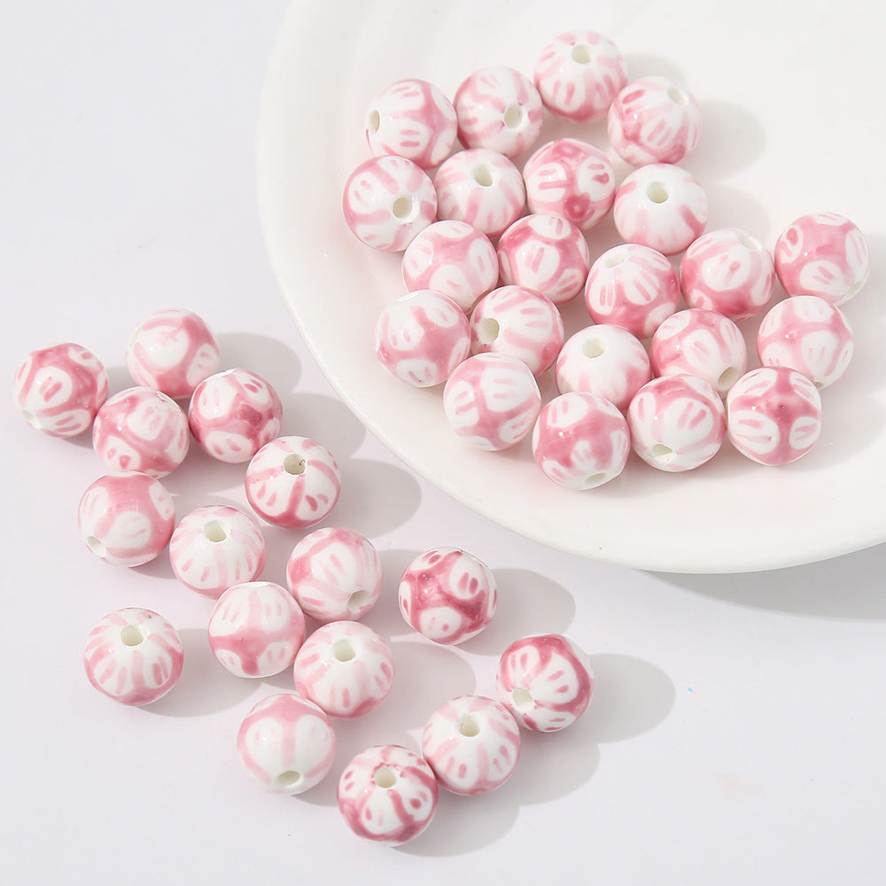 Wholesale 5PCS/PACK Colorful Ceramic Perforated Round Beads