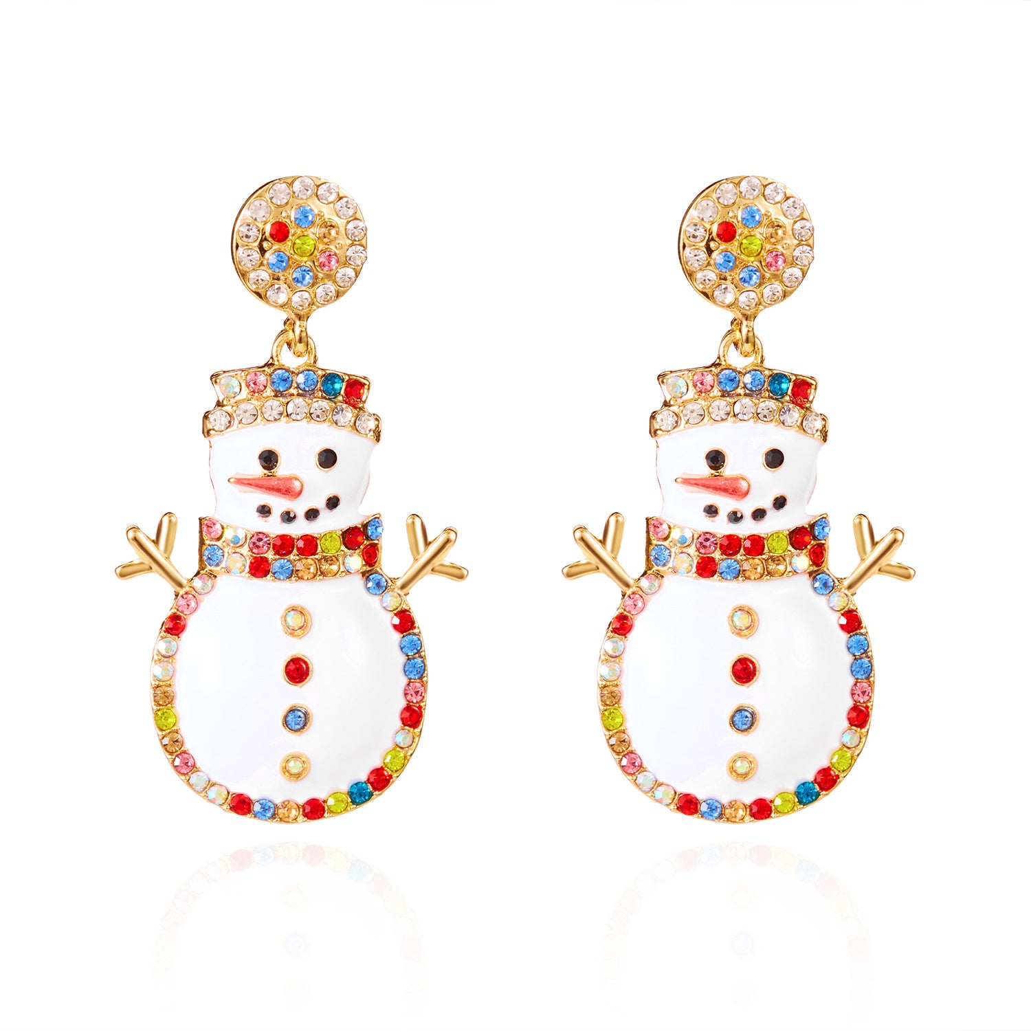 Wholesale Cute cartoon snowflake and snowman cookie pattern earrings