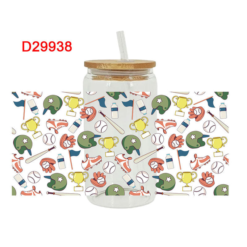 Wholesale Baseball rugby helmet sports 16oz Cup UV DTF Wraps