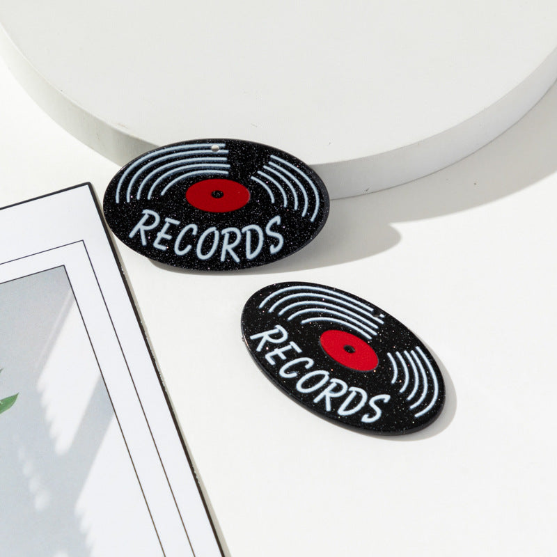 Wholesale 10pcs Retro Phonograph DJ Acrylic Double-sided Color DIY Accessories