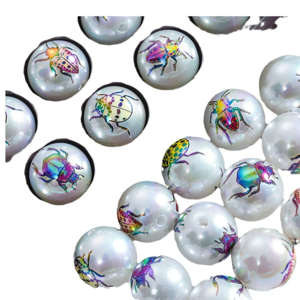 Wholesale 10pcs  Mixed Insect Print Beads 16mm Decorative Beads