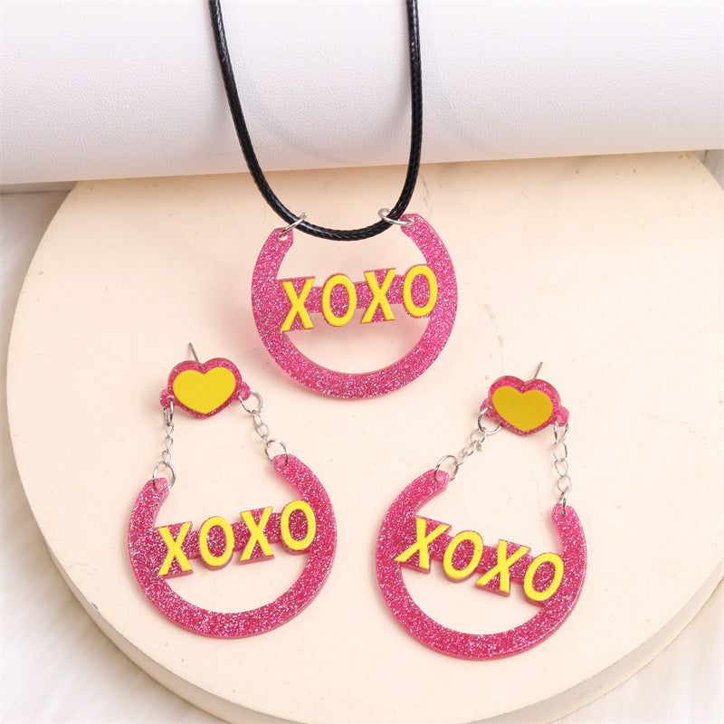 Wholesale Valentine's Day XOXO Heart Acrylic Earrings