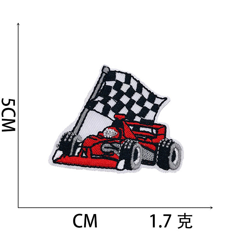 Wholesale Stylish Construction Vehicle Embroidery Patches Self Adhesive Polyester Cloth Applique For Clothing And DIY